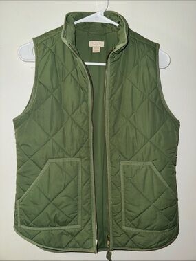 J. Crew Quilted Olive Green Women’s Vest